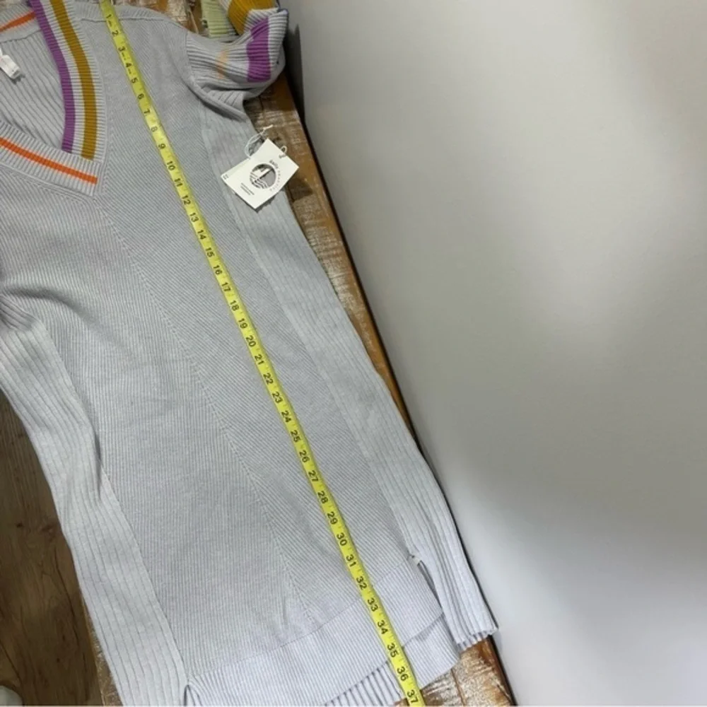 NWT Daily Practice Anthropologie Gray Stripe Sleeve Sweater Lounge Dress Large S